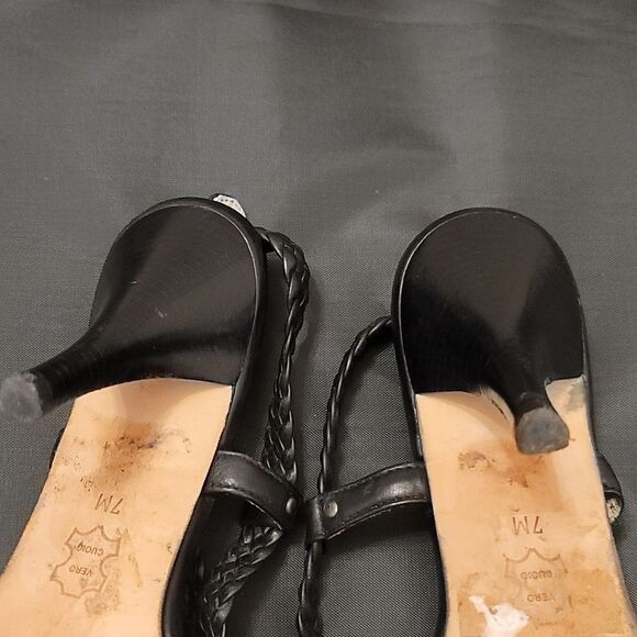 MICHAEL KORS BRAIDED LEATHER STILETTO PUMP HEEL SANDALS - Picture 12 of 13